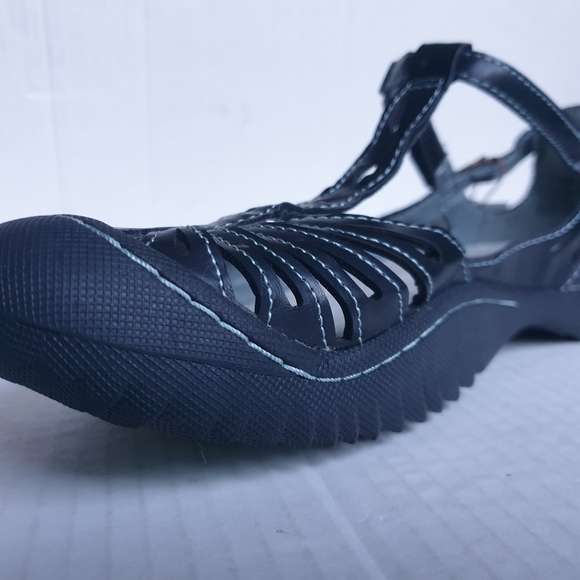 JBU Wm Melon Black Memory Foam Vegan Cutout Leather Sneakers Velcro T-Strap 7.5 - Picture 9 of 16